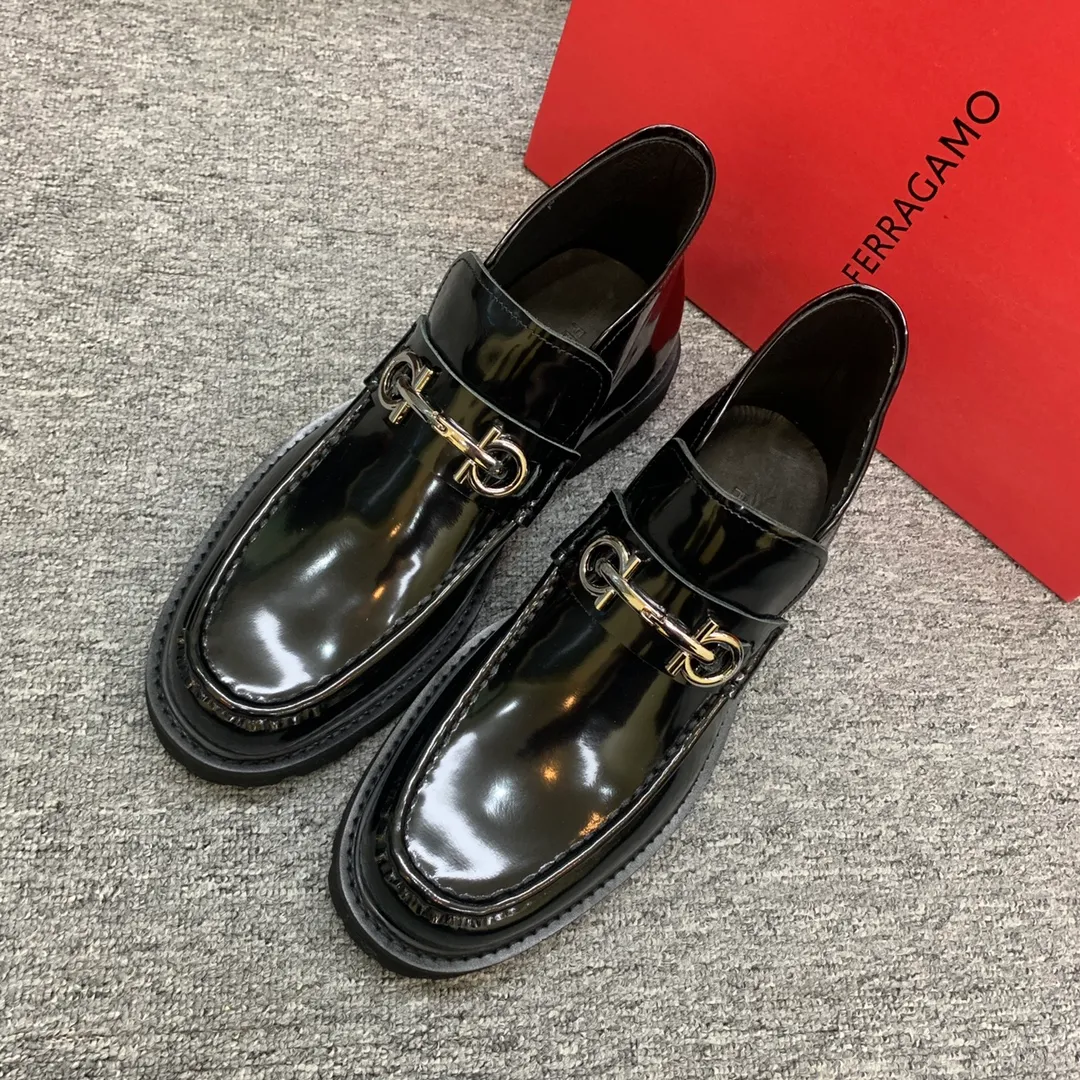 Men's shoes 💰960 🎁🎁🎁😈[Ferragamo] Men's high-top boots, the latest hot style, 1:1 original purchase quality, top quality, imported cowhide for the uppers, imported cowhide for the lining and feet, with original lightweight foam outsole, matching code 39-44, (38, 45 custom-made, non-refundable)